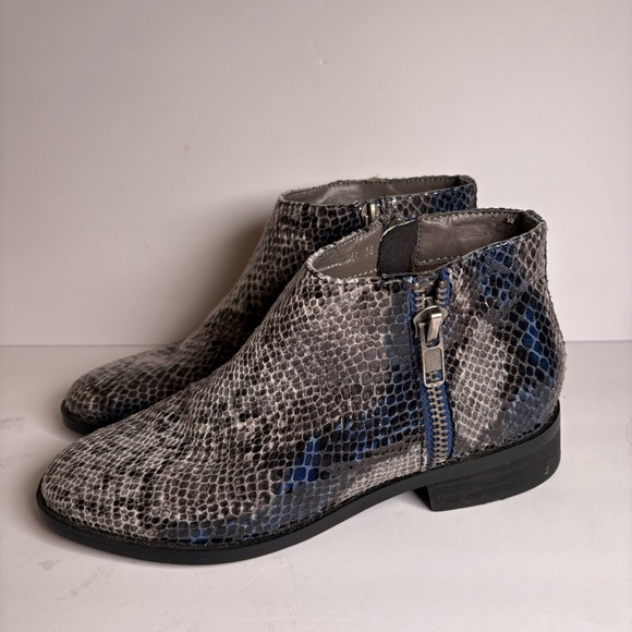 Anthropologie Vanessa Wu 38 US 8 Snake Reptile Print Leather Ankle Boots Booties - Picture 5 of 10